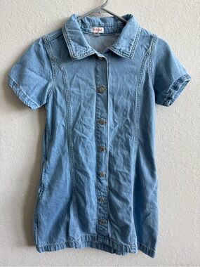 Cat & Jack Light Blue Denim Short Sleeve Button Front Dress